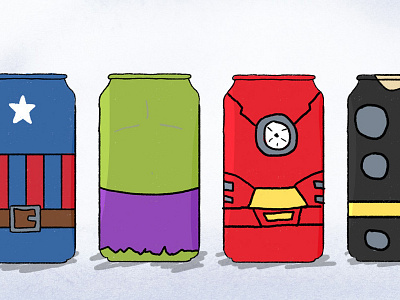 Avengers Cans avengers beer comic doodle illustration superhero