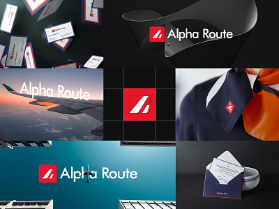 Alpha Route | Visual Identity airline branding airport alpha route brand identity branding graphic design logo logo grid logo inspiration mockup stationary visula identity