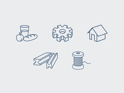 Industries autoparts bl investments food icon iconography illustration industries mettalurgy real state textile