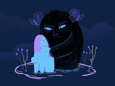 Animals from darkness challenge darkness illustration loneliness monster