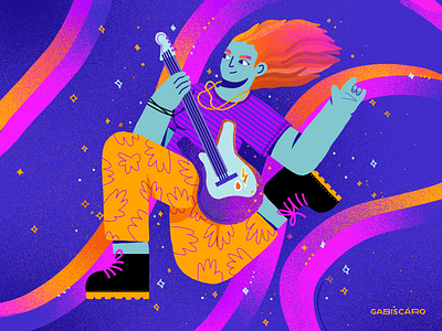 Rock'n'Roll, baby! girl guitar illustration ilustrationart ilustração music rock rock and roll