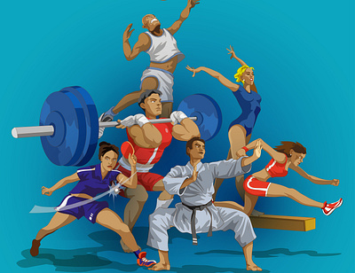 Sport-poster banner basketball health karate life running sports tennis