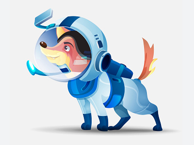 Dog in a spacesuit. Cosmonaut dog. adorable animal art astronaut astronomy beautiful brown cartoon character color cosmic cosmonaut cosmos cute design dog doggy drawing ears fun