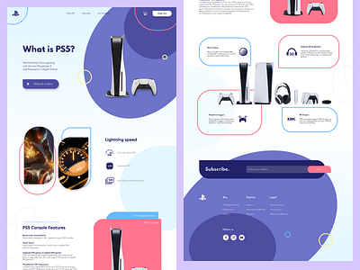 PS5 website concept design flat ui web