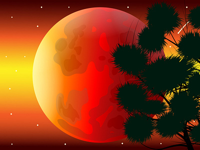 Landscape Illustration - Moon