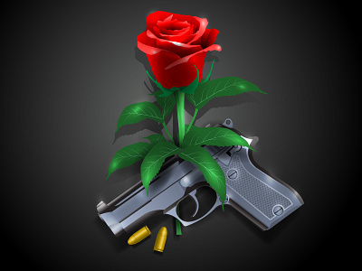 Gun n rose art design graphic design gun illustration rose vector