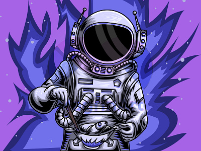 Astronaut chef art astronaut cartoon character chef graphic design illustration