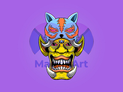 Oni mask art cartoon character design graphic design illustration japanesse mask monster oni onimask vector