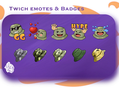 Twitch emotes and badges badge design emoji emoji set emote emoteart emotes emoteset hat icon illustration twitch twitchemotes