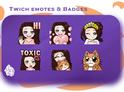 Twitch emotes and badges cat cute animal emoji emoji set emote emoteart emotes twitch twitchemotes