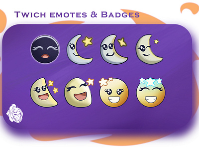 Moon badges badge design emoji emoji set emote emoteart emotes illustration twitch twitchemotes