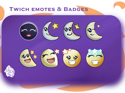 Moon badges badge badges emoji emoji set emote emoteart emotes illustration twitch twitchemotes