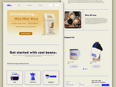 Website landing page : cool beanz. brand branding coffee design figma illustration illustrator landing page logo photoshop ui website