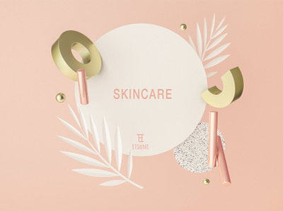 ITSUMI skincare beauty branding cosmetics creams design makeup packaging render skincare ui