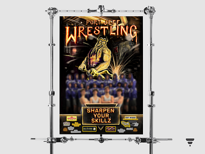 2020-2021 PJ Nation Wrestling commemorative team poster adobe photoshop beard branding character design digital illustration digital painting hand drawn hand drawn illustration hand drawn type hand lettering handlettering illustration lighting perspective poster art poster illustration sketch team building trident wrestling