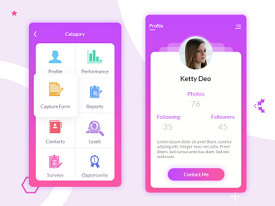 Mobile app screen ui design