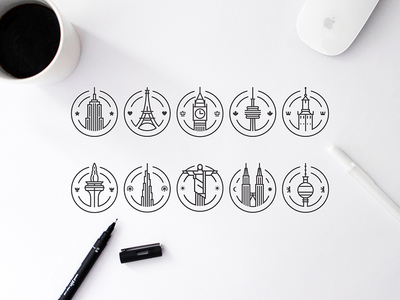 City Badges Series Update badge city design drawing icon illustration logo minimal ui