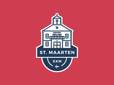 St. Maarten - Philipsburg Badge badge building city design graphic design icon illustration logo maarten minimalist sticker ui