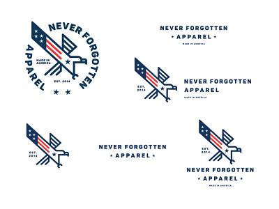 Never Forgotten Apparel Rebranding animal branding design eagle flag graphic design identity logo patriotic rebranding type usa