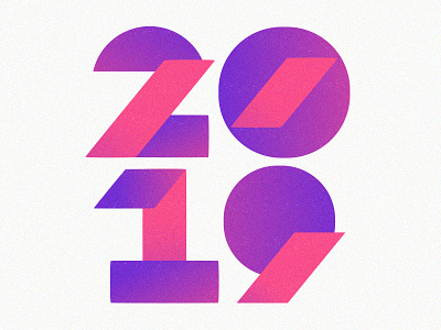 Happy 2019!! 2 2019 colorful design geometry happy icon illustration lettering lettermark logo logotype minimalist monogram new year new year 2019 new year eve numbers type typography