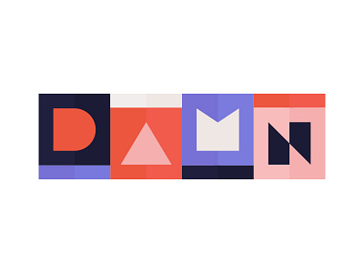 DAMN branding colorful colors damn design geometric icon identity illustration lettering logo minimalist playful poster shapes type typography ui wordmark