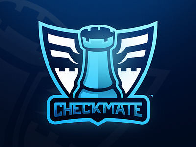 Checkmate Logo blue branding castle checkmate chess design identity logo shield sports