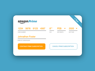 Amazon Prime Credit Card Checkout - #DailyUI #002