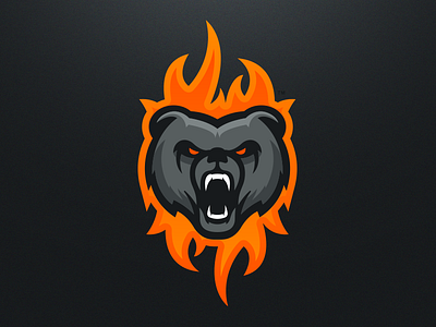 Fiery Bear - Mascot Logo Design bear blackbear design esports fire flames gaming logo mascot sports