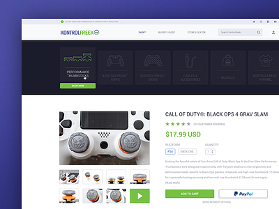 KontrolFreek Site Redesign (For Fun) app content controller e commerce esports gaming kontrolfreek page product site ui ux website