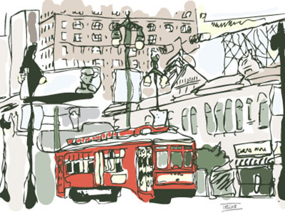 Red Street Car | Spot Illustration adobe illustrator graphite