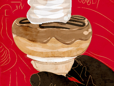 Vegan Ice Cream Over Coffee Vegan Donut illustration