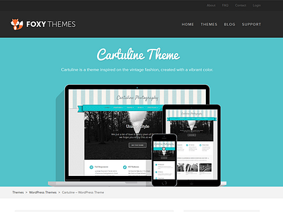 Theme Detail Page background detail flat header menu mockups purchase theme typography wordpress