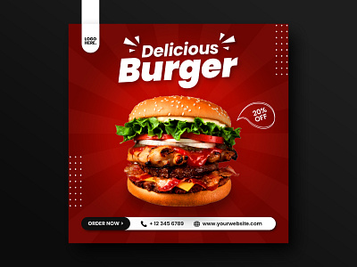 Food Menu Social Media Post Design Template ads advertisement banner burger food layout menu promotion restaurant sale social media