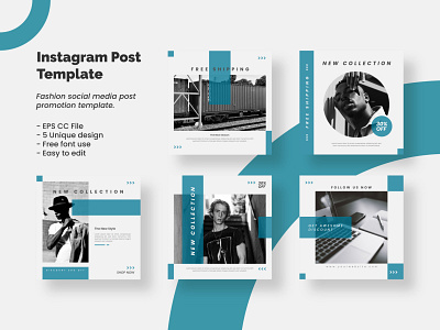 Modern and minimalist blue instagram post for fashion ads advertisement banner business collection fashion layout promotion sale social media