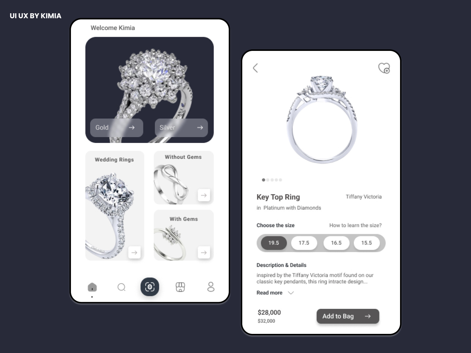 Jewelry store app concept by Kimia jokar on Dribbble