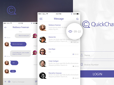 QuickChat App app chat design ios messenger ui