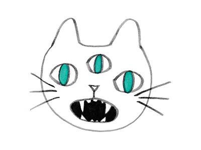 3 eyed cat cat hand drawn illustration