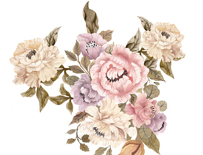 peonies colored design floral flowers watercolor watercolors