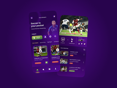 SoccStream - Football Streaming Concept concept football streaming mobile apps soccer soccer streaming sport concept apps sports sports streaming ui user interface