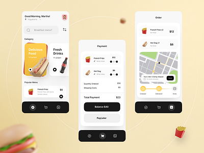 Delifood - Food Delivery App Concept 3 screen apps concept figma food apps food delivery mobile app mobile ui ui user interface yellow apps
