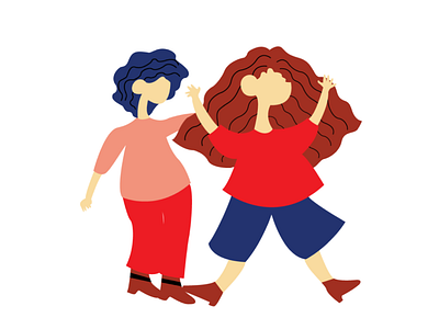 2 girls celebrate design flat illustration vector
