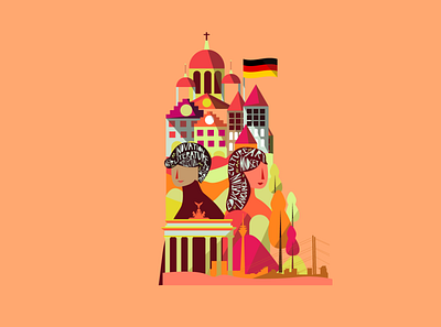 Germany Landmark and The People design flat illustration vector