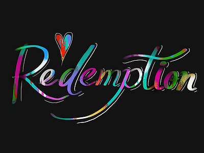 Redemption calligraphy christian love rainbow redemption spray paint typography word