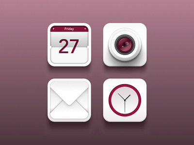 I love icons calendar camera clock icon illustration mail phone red set time ui watch