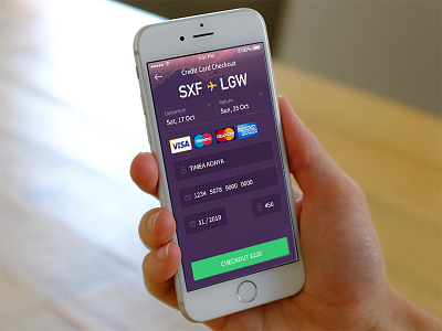 Credit Card Checkout - Daily UI #002 airline booking card checkout credit daily flight mobile payment purple ui