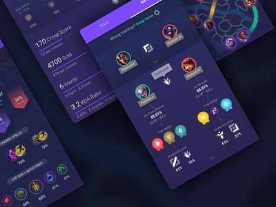 Lolsumo Champion Matchup app branding champion clean design flat icon interface league of legends matchup mobile purple ui ux vector