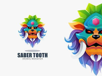 saber lion colorful logo