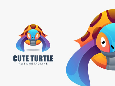 cute turtle colorful logo