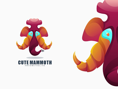 cute mammoth colorful logo 3d branding colorful design graphic design logo mamooth