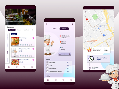 Restaurant mobile UI addons app calligraphy category delivery food menu mobile pickup restaurant ui uidesign